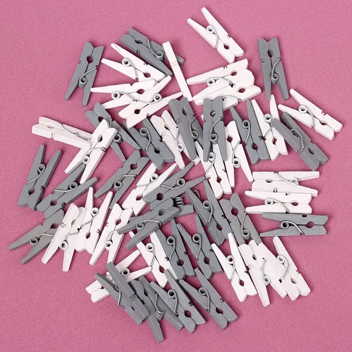 Набор прищепок для декора &laquo;Классика&raquo;, 50 шт., 1 шт. &mdash; 2.5 см, серый и белый цвет