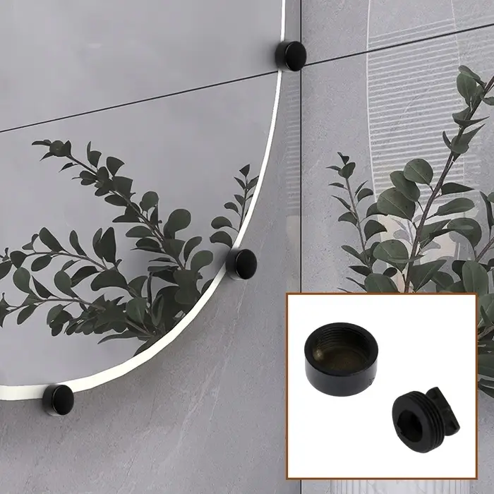 Зеркалодержатель ТУНДРА LIGHT, d=17 мм, без сверления, черный, пластик, 4 шт.