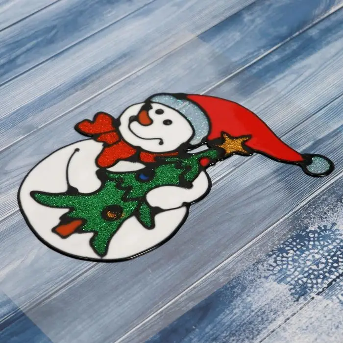 Наклейка на стекло «Снеговик с ёлкой», 8.5×13.5 см