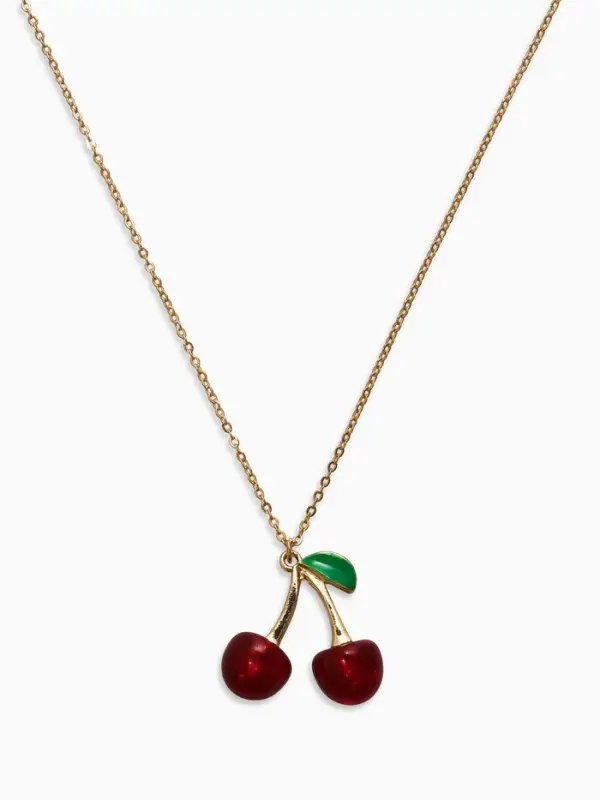 Кулон на цепочке &laquo;Черешня&raquo;, 40 см, бордово-зелёный в золоте