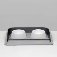 Миски с лотком &laquo;Феликс&raquo;, 300 мл, 41&times;30&times;6 см, пластик, серый лоток, белые миски