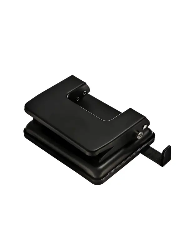 Дырокол металлический, 20 листов, OfficeSpace, линейка, черный