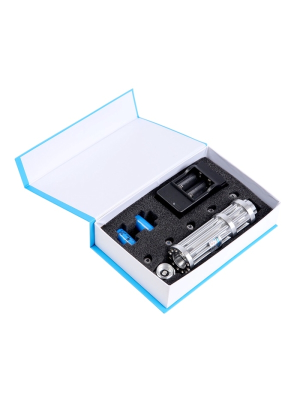 Лазерная указка мощная, с насадками, 1200 мАч, синий