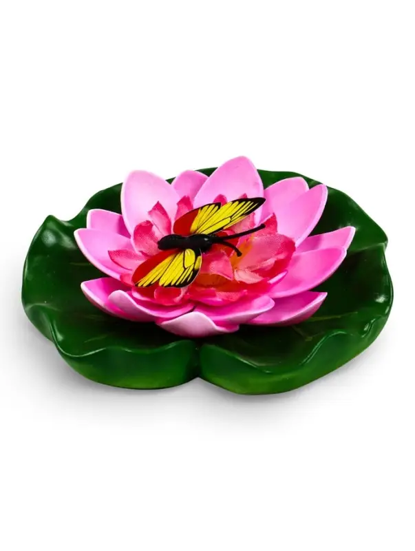Садовая фигура 10 х 11 х 6 см  водоплавающая  "Лотос с бабочкой"