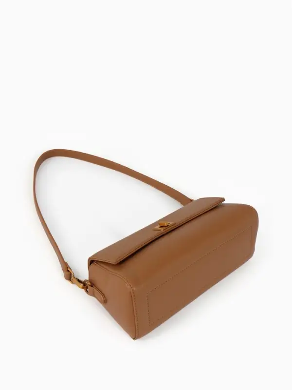 Сумка женская мессенджер TEXTURA на клапане, 26&times;9&times;12 см, коричневая