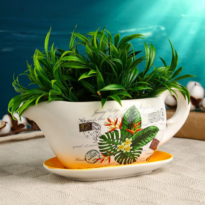 Горшок в форме кувшина Горшок в форме кувшина "Агнес" листья, 25х11х11см