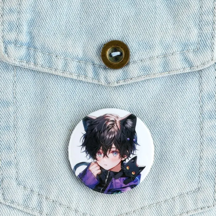Значок закатной «Мальчик неко», d = 38мм Значок закатной «Мальчик неко», d = 38мм