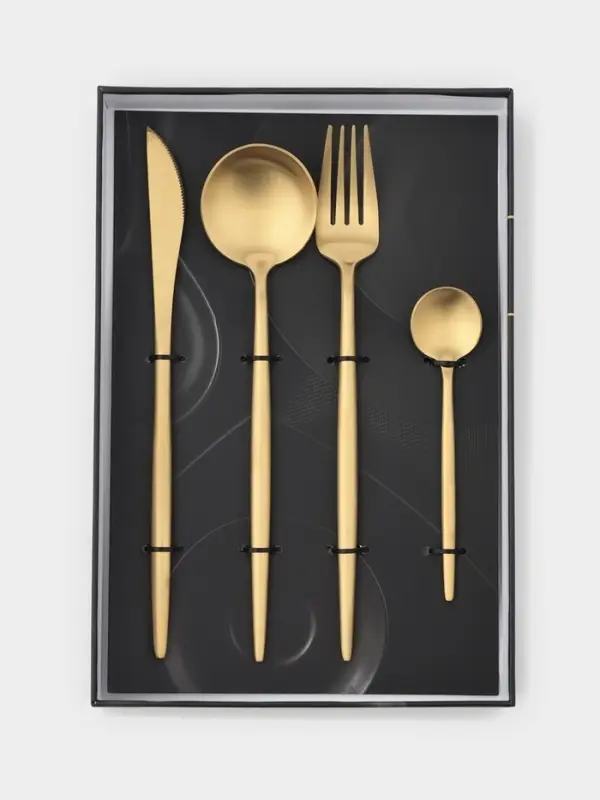 Столовые приборы Magistro &laquo;Фолк&raquo;, 4 предмета, нержавеющая сталь, золотистые