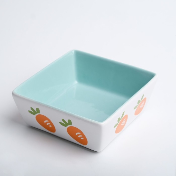 Миска керамическая квадратная  Миска керамическая квадратная "Морковки" 300 мл, 11 x 4,5 cм, зелёная