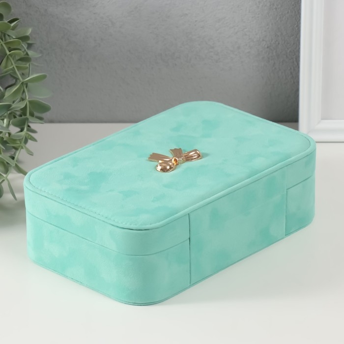 Шкатулка текстиль для украшений Шкатулка текстиль для украшений "Бант" голубой 22х14,5х7 см