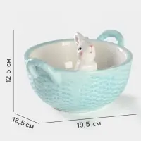 Конфетница Доляна &laquo;Зайка&raquo;, 19.5&times;16.5&times;12.5 см, доломит, голубая