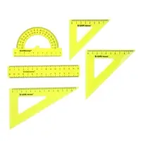 Набор геометрический малый ErichKrause. Neon (угольник, линейка 15 см, транспортир), жёлтый