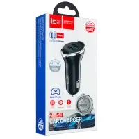 Автомобильное зарядное устройство с кабелем USB на MicroUSB + 2 USB 2A AZ-07 ISA черное