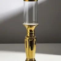 Подсвечник на 1 свечу &laquo;Арте&raquo;, керамика, стекло, d=7.5 см, золото, 9&times;9&times;37.5 см
