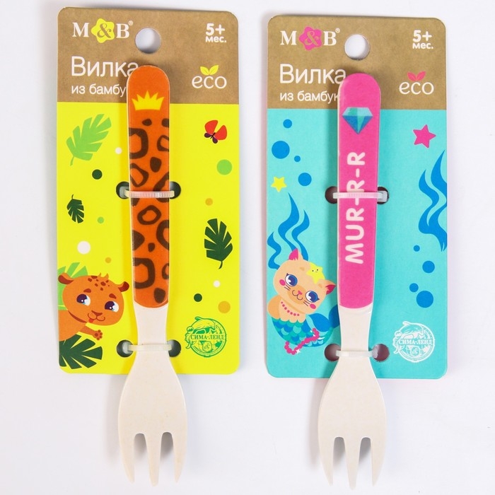 Вилка из бамбука, цвет и рисунок МИКС Вилка из бамбука, цвет и рисунок МИКС