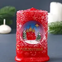 Свеча декоративная &laquo;Снежное Рождество&raquo; 7&times;4&times;10.5 см, красный