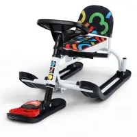 Снегокат &laquo;Twiny 2+&raquo;, графичный, со спинкой, с родительской ручкой, белый, чёрный, TW2+/ГФ Nika