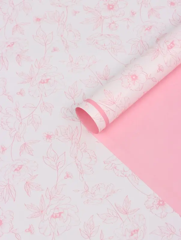 Плёнка флористическая для цветов, &laquo;Букет цветов&raquo;, розовая, 57&times;57 см