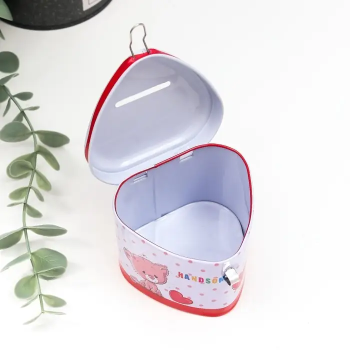 Копилка металл Копилка металл "Зверята" с замком и ключами МИКС 6х7,5х7 см