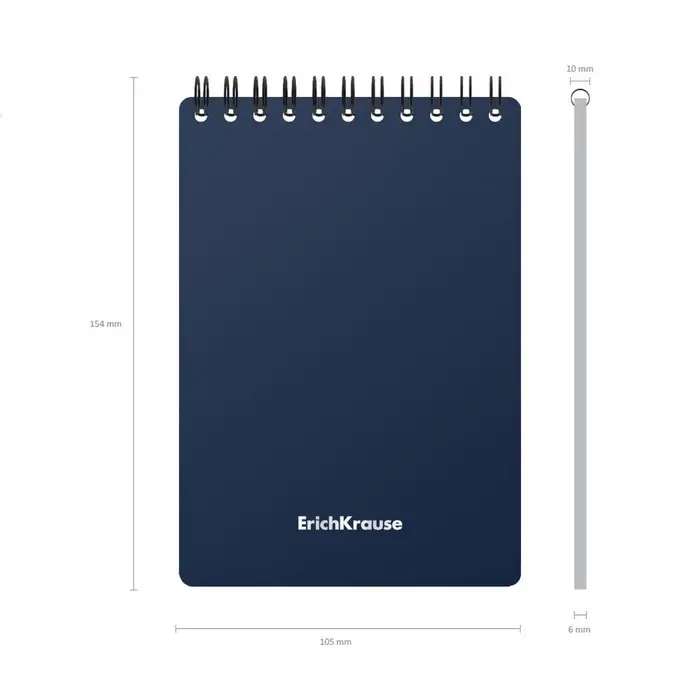 Блокнот на спирали А6, 60 листов в клетку, ErichKrause Classic, пластиковая обложка, фактура &laquo;песок&raquo;, блок офсет 100% белизна, МИКС