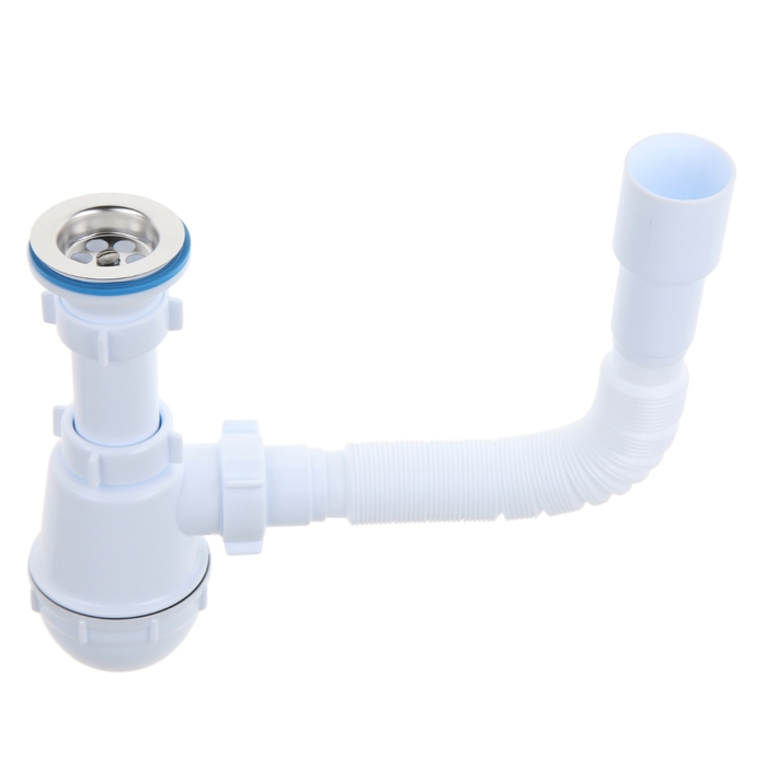 Сифон для мойки  Сифон для мойки "АНИ Пласт" A0115, 1 1/2"х40 мм, нерж решетка d=70 мм, с гофрой 40x40/50 мм