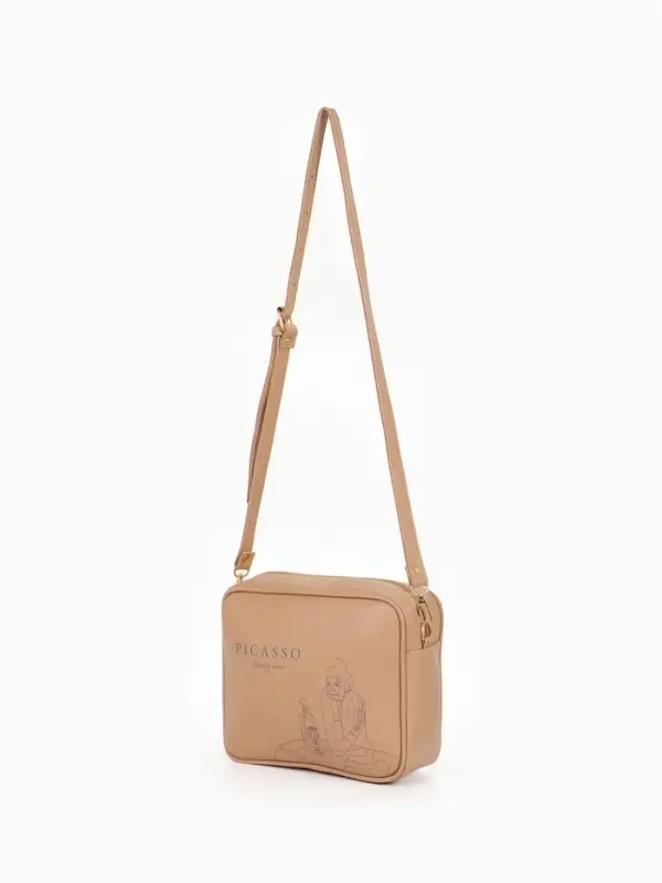 Сумка женская кросс-боди TEXTURA на молнии, 22&times;8&times;17 см, с принтом, бежевая