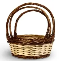 Набор корзин 3 шт ИВА 40x40x16 34х34x14 30х30x12 см ПЛЕТ ручка h=20/18/16 см корич