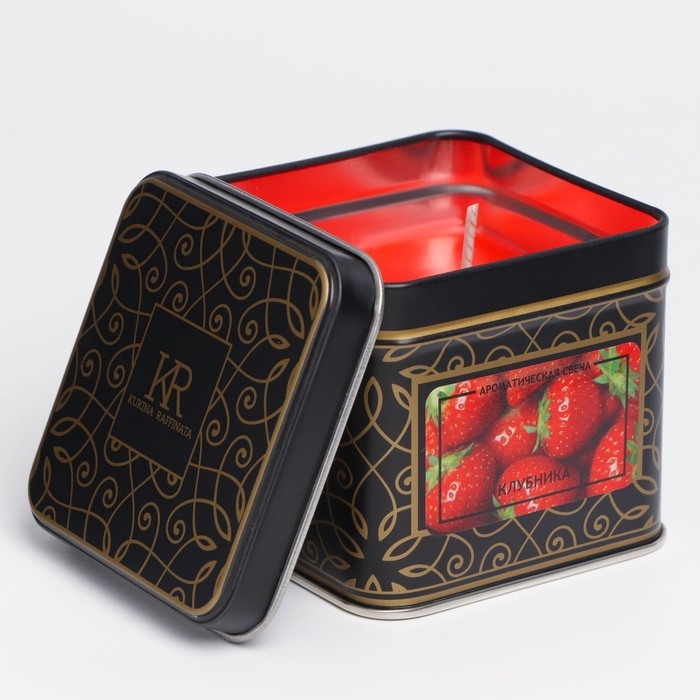 Свечи ароматические в жестяной банке  Свечи ароматические в жестяной банке "Клубника"