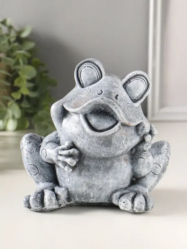Копилка полистоун "Лягушонок" высота 16 см, серый камень
