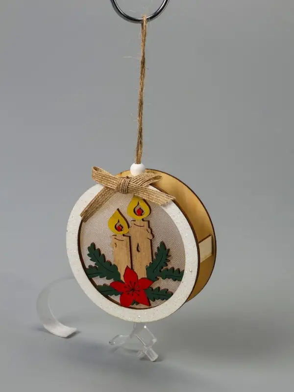 Ёлочная игрушка &laquo;Шар со свечками&raquo;, 10&times;10&times;3 см, от батареек, свечение тёплое белое