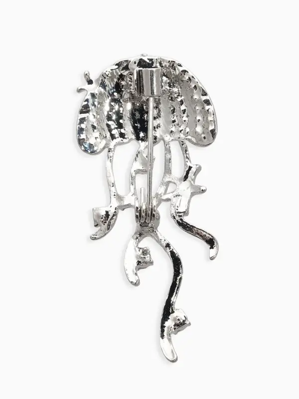 Брошь  Брошь "Медуза", цвет белый в серебре