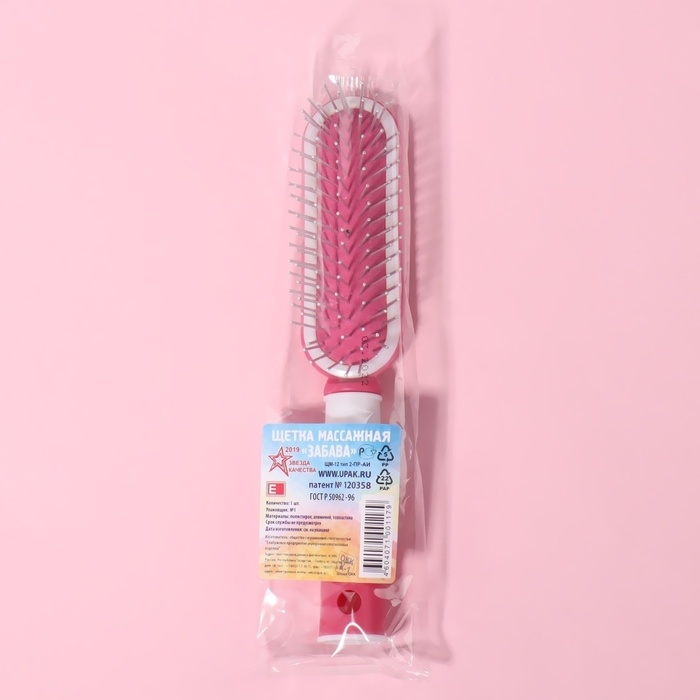 Расчёска массажная, 4 × 21 см, цвет МИКС