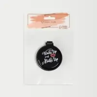 Расчёска массажная BLACK, складная, с зеркалом, d=6.5 см, МИКС