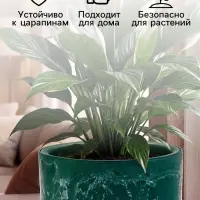 Кашпо для цветов &laquo;Микрит&raquo;, 1 л, d=15 см, h=14 см, со вставкой, пластиковое, зелёное