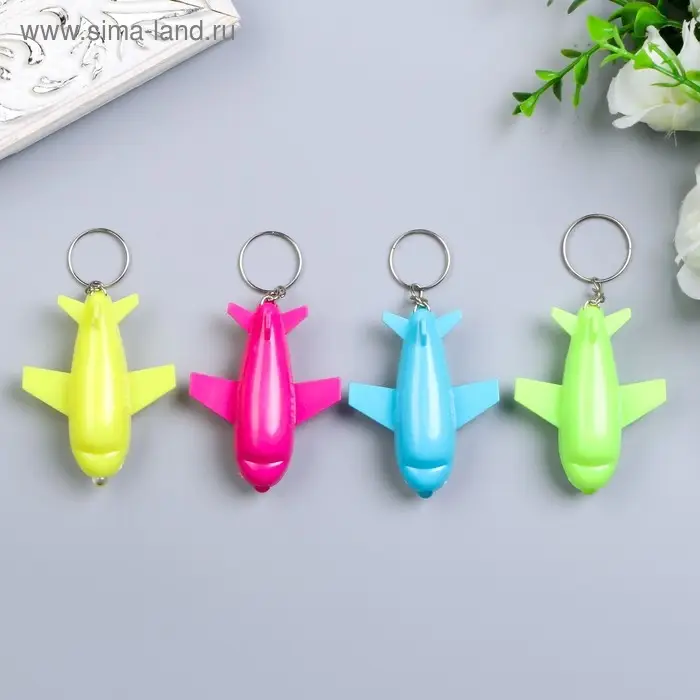 Фонарик свет на кольце  Фонарик свет на кольце "Самолёт" цветной МИКС светит 2х6х5 см