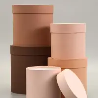 Набор шляпных подарочных коробок 5 в 1, коричневый, 23&times;23-14&times;14 см