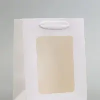 Пакет подарочный, с окном, 20&times;15&times;10 см, белый
