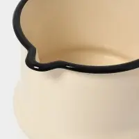Ковш эмалированный, 1 л, с крышкой, без декора, слоновой кости