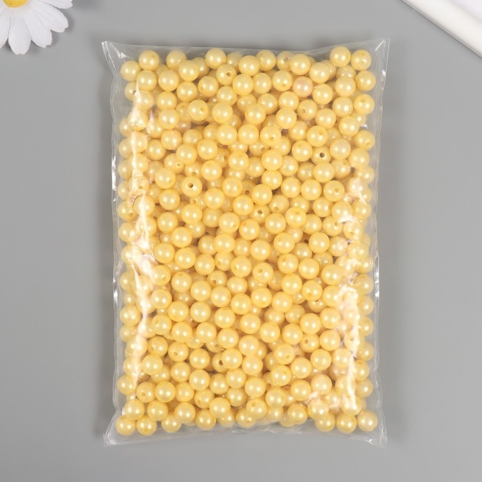 Набор бусин Набор бусин "Жемчуг" d 10 мм, 250 гр, светло-жёлтый