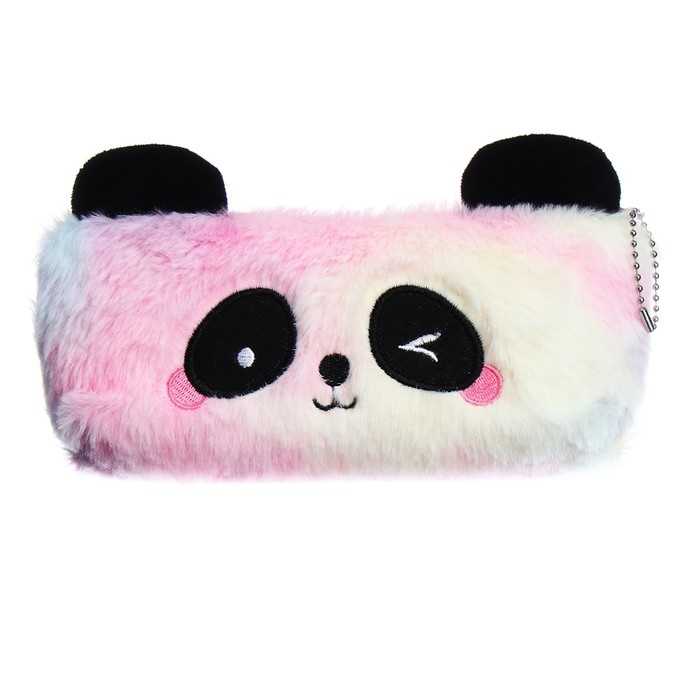 Пенал школьный меховой на молнии Calligrata Пенал школьный меховой на молнии Calligrata "Панда", микс