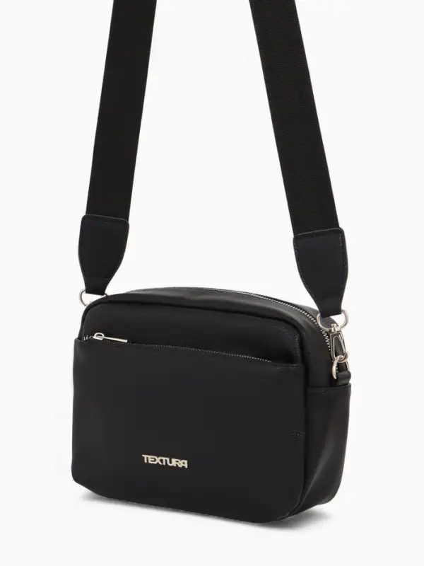Сумка женская кросс-боди TEXTURA на молнии, 16&times;7&times;17 см, чёрная