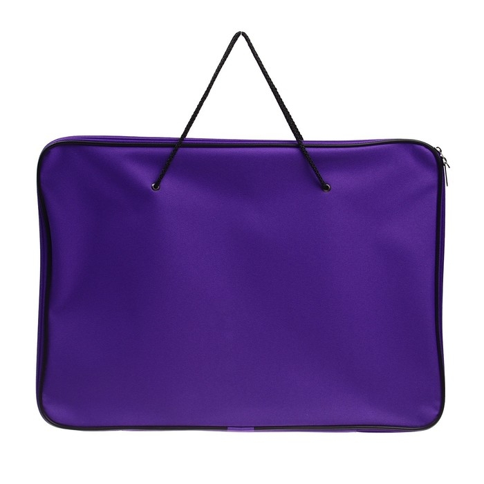 Папка для чертежей и рисунков А3, 470 х 340 х 20 мм с ручками, текстильная, внутренний карман "Творчество" фиолетовая