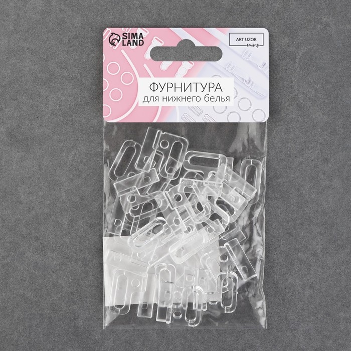 Застёжка для бюстгальтера, пластиковая, 14 мм, 10 шт, цвет прозрачный Застёжка для бюстгальтера, пластиковая, 14 мм, 10 шт, цвет прозрачный