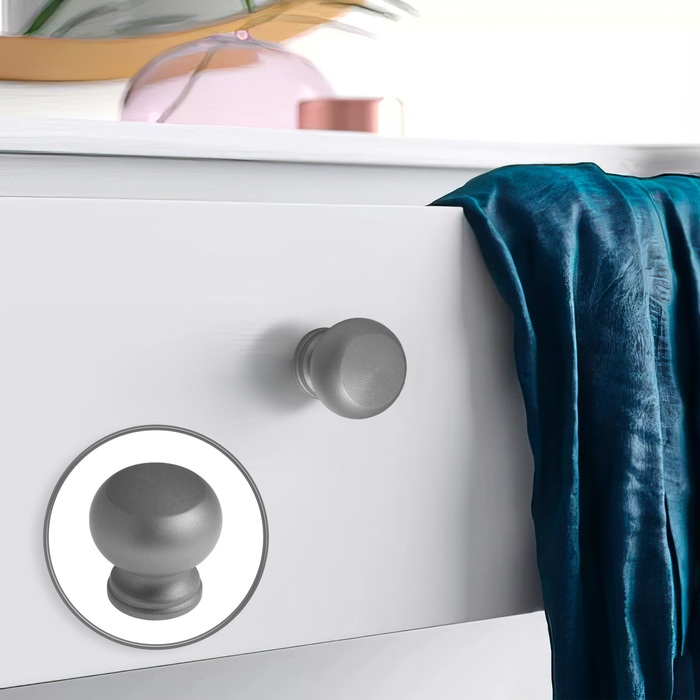 Ручка-кнопка CAPPIO, d=25 мм, цвет матовый серый Ручка-кнопка CAPPIO, d=25 мм, цвет матовый серый