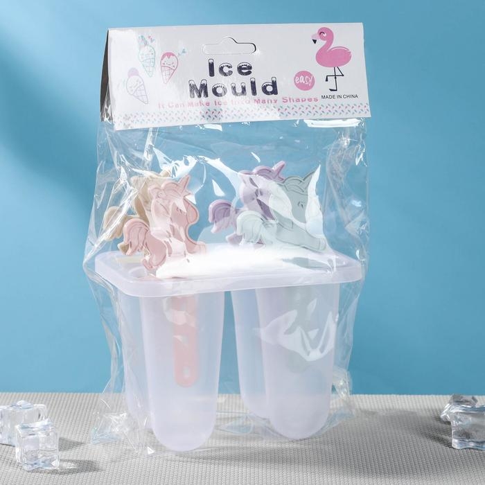 Форма для мороженого «Единороги», 12,5×7,5×14 см, 4 ячейки, цвет прозрачный Форма для мороженого «Единороги», 12,5×7,5×14 см, 4 ячейки, цвет прозрачный