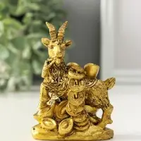 Нэцкэ полистоун "Козёл с китайскими монетами и золотыми слитками" бронза 4,2х7х9,4 см Нэцкэ полистоун "Козёл с китайскими монетами и золотыми слитками" бронза 4,2х7х9,4 см