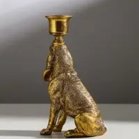 Подсвечник на 1 свечу &laquo;Бладхаунд&raquo;, полистоун, золото, 11&times;8&times;19.5 см