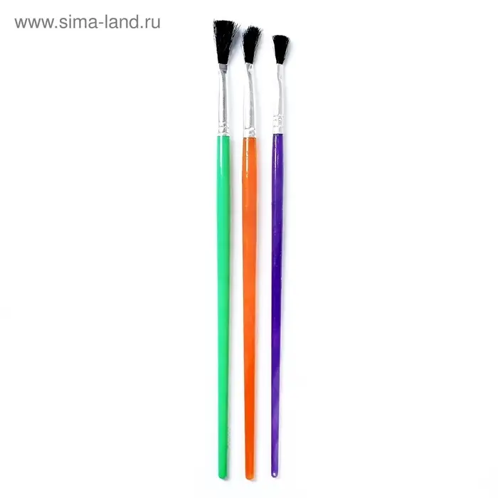 Набор кистей для рисования, нейлон, 3 штуки, плоские, пластиковые цветные ручки, международный размер