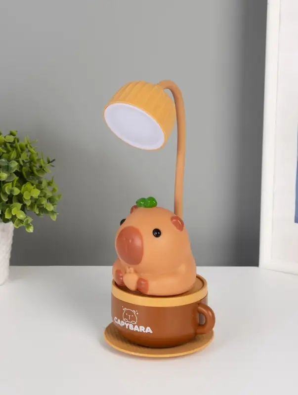 Ночник "Капибара в чашке" 8хLED 3Вт 5V USB АКБ 2 режима 9,5х9,5х28,5 см