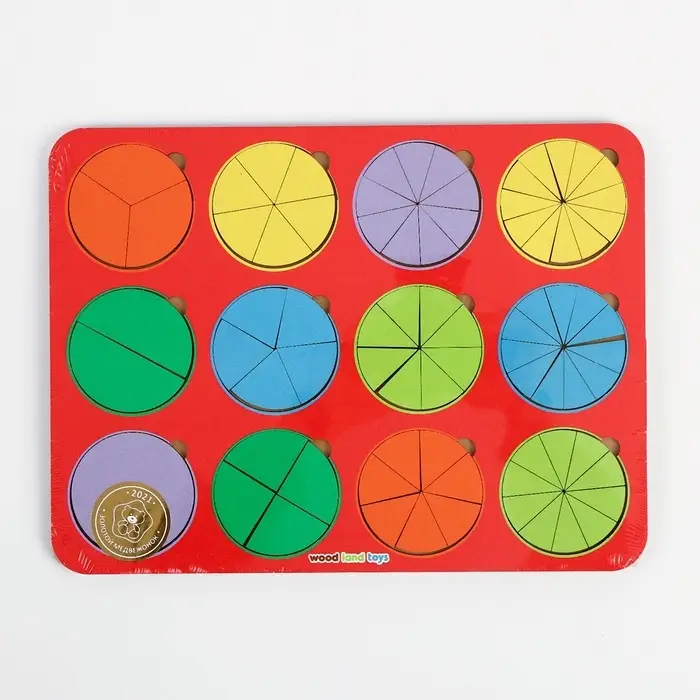 Рамка - вкладыш WoodLand Toys &laquo;Круги&raquo;, дроби, 12 шт., 1 уровень, МИКС